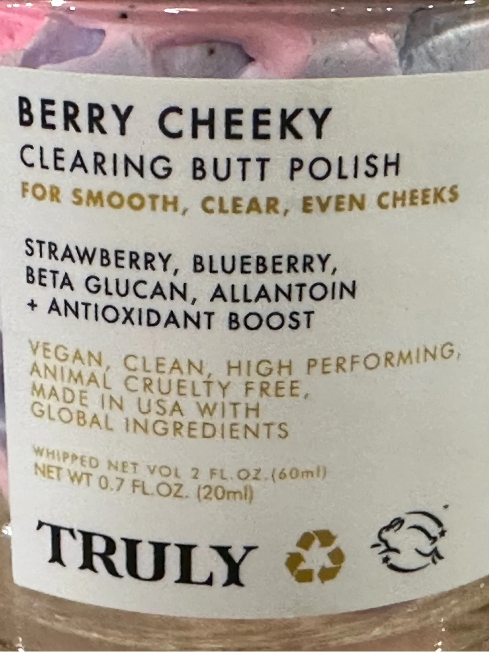 TRULY Beauty Berry Cheeky Clearing Butt Polish Butter~New~2fl oz/60ml